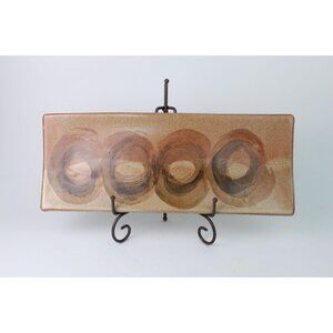 Vintage Signed Studio Pottery Tray 16” | Handmade Stoneware Serving Platter | Ea